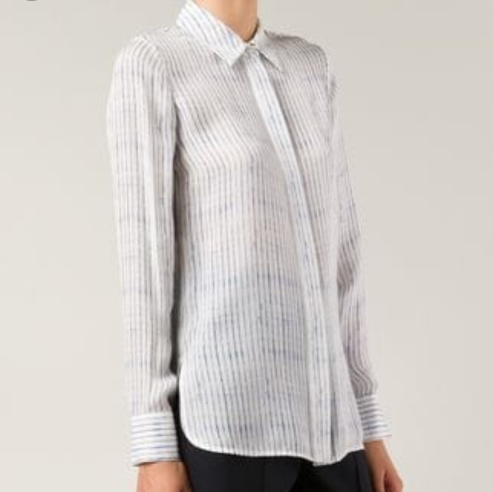 Vince silk blurred lines button down blouse